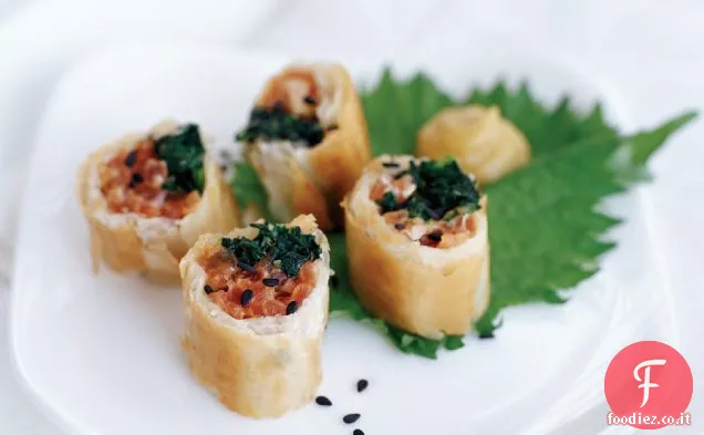 Involtini di Tonno con scalogno arrosto-Salsa Wasabi