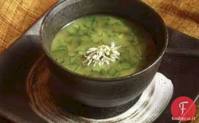Zuppa di asparagi con aglio selvatico