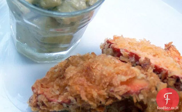 Pollo dei boschi Frittelle con Aglio selvatico e maionese di noci