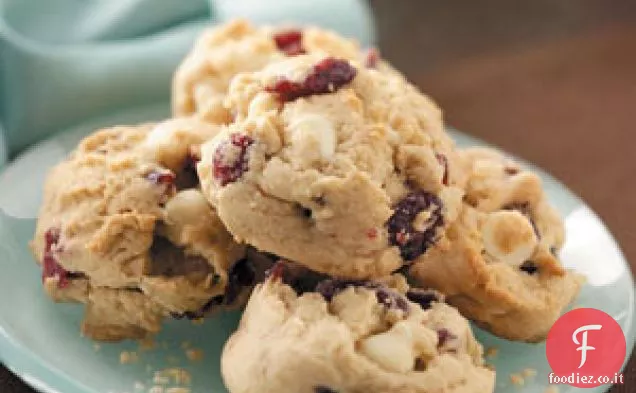 Biscotti al cioccolato bianco e mirtilli rossi