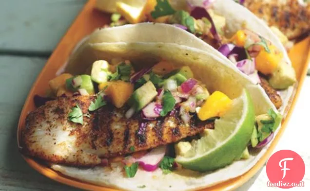 Tacos di pesce alla griglia con salsa di Mango