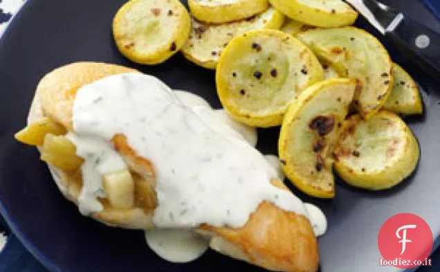 Pollo Rellenos con salsa cremosa al coriandolo e lime