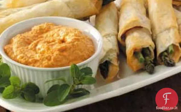 Involtini di pasta fillo al prosciutto