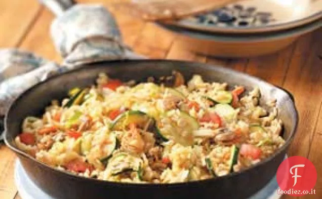 Verdure saltate in padella con riso integrale