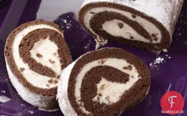 Rotolo di torta cannolo al cioccolato
