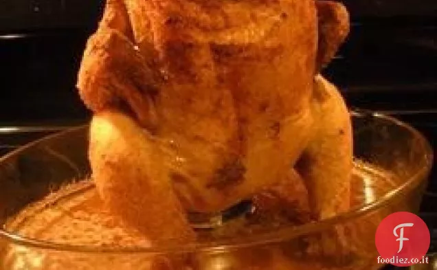 Pollo al forno in lattina di birra