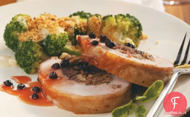 Lombo di maiale ripieno con salsa al ribes