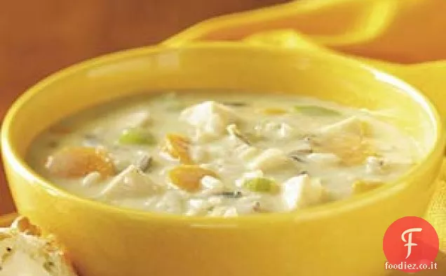 Zuppa di pollo e riso selvatico