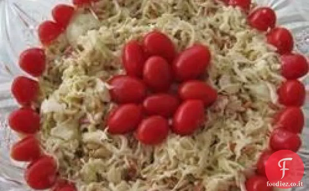 Insalata di cavolo rosso, bianco e blu