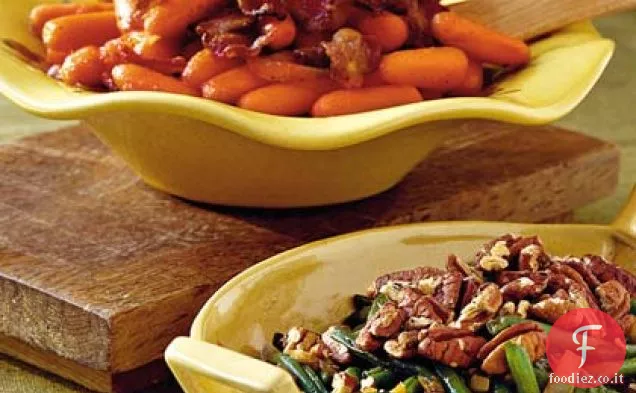 Carote glassate con pancetta e cipolla