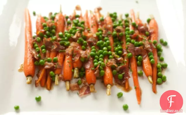 Carote con Piselli e Pancetta