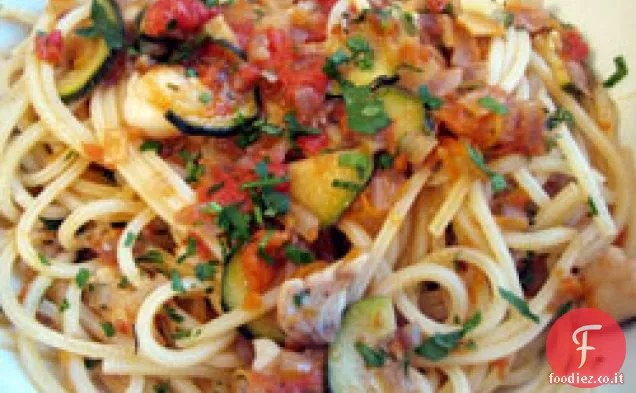 Cena di stasera: Linguine con Rana Pescatrice, Timo e Zucchine