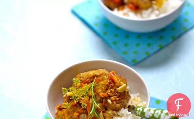 Polpette di vitello e maiale con salsa di carote
