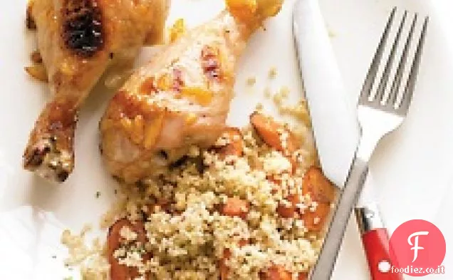 Pollo glassato all'arancia con carote e Bulgur