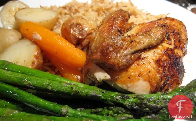 Pollo arrosto con patate e carote