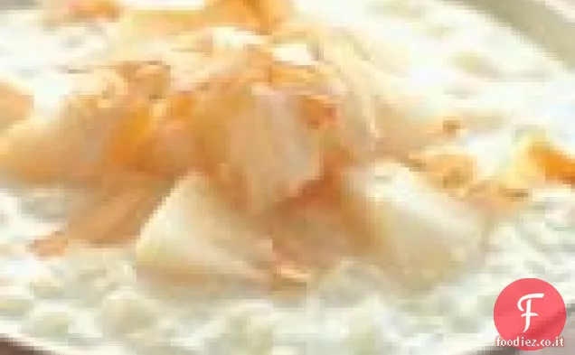Budino di riso al cocco con pere asiatiche Gingered