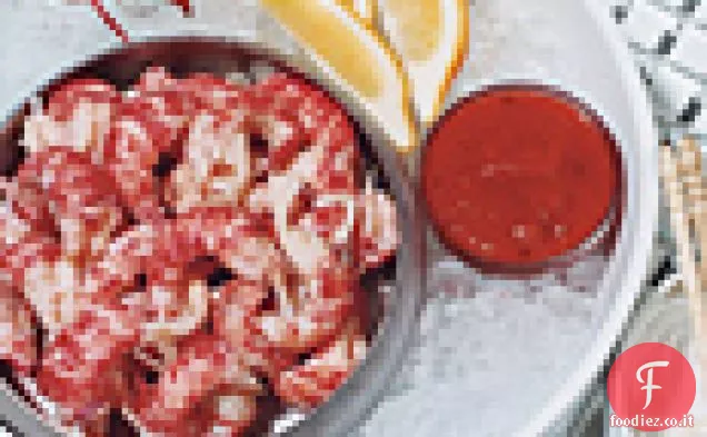 Gamberi alla griglia con salsa cocktail al rafano