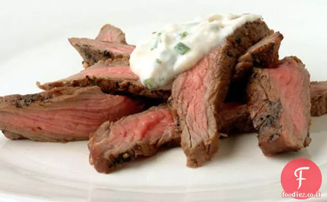 Bistecca al pepe con crema di rafano-Erba cipollina