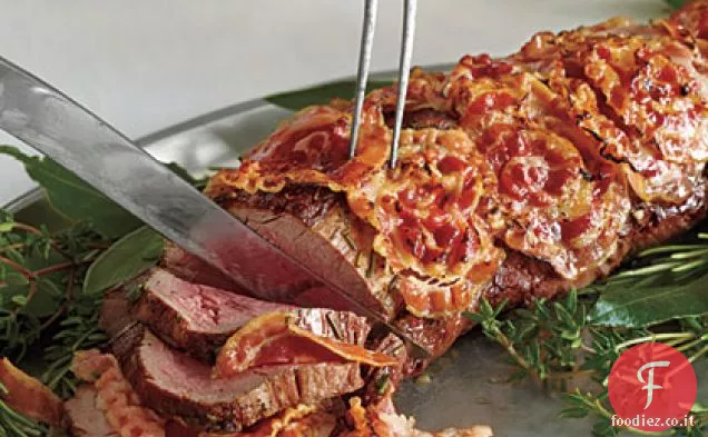 Filetto di manzo avvolto in pancetta con crema di rafano montata