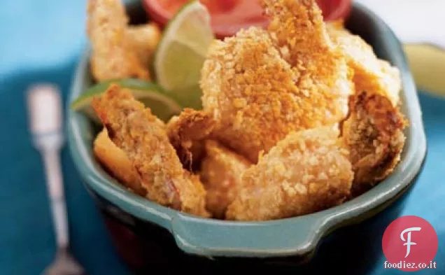 Camarones Fritoes con salsa cocktail messicana