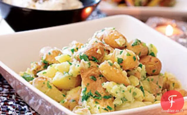 Patate schiacciate con Crème Fraîche al rafano