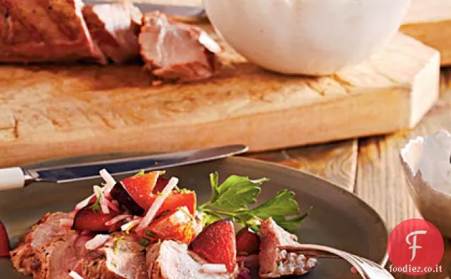 Filetto di maiale in salamoia con prugna e Jicama