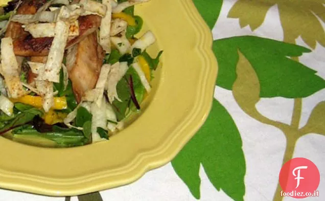 Pollo alla griglia, mango e insalata di Jicama con Tequila-Lime Vinaigrette