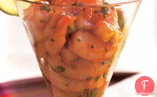 Cocktail di Ceviche di gamberi alla griglia
