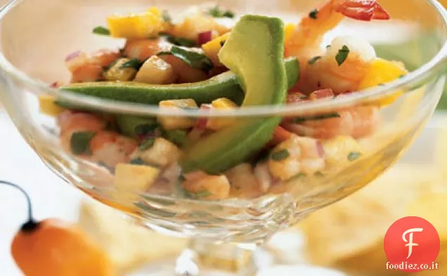 Seviche de Camarones con Mango y Habanero (Seviche di gamberetti con Mango e Habanero)