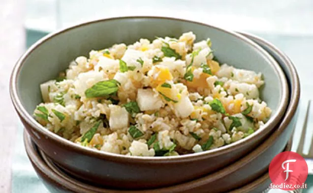 Minty Bulgur Grano e insalata di pesche
