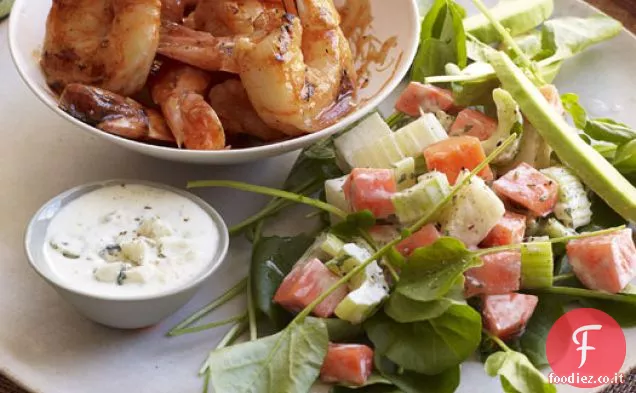 Gamberi di bufala con insalata croccante