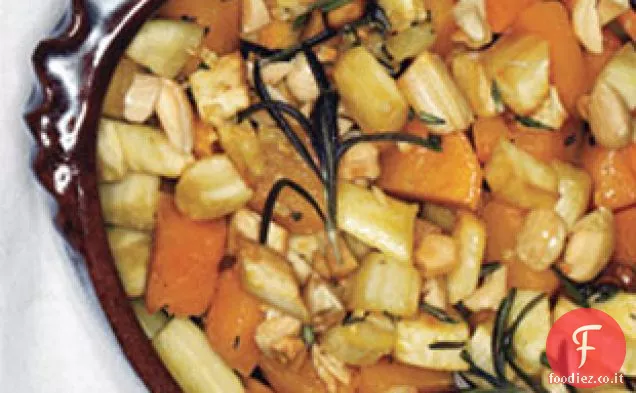 Zucca invernale arrosto e pastinaca con sciroppo d'acero Glassa e M