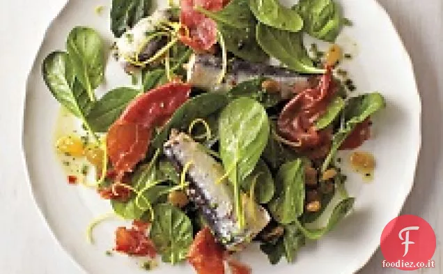 Insalata di Spinaci con Sardine e Prosciutto Croccante