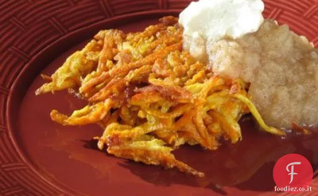 Frittelle di igname e pastinaca con salsa di mele speziata