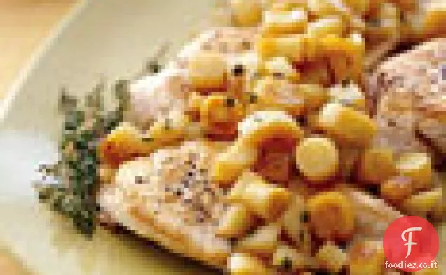 Pollo saltato con pastinaca, mela e salsa di sherry