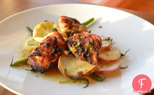 Pollo croccante al limone arrosto con patate