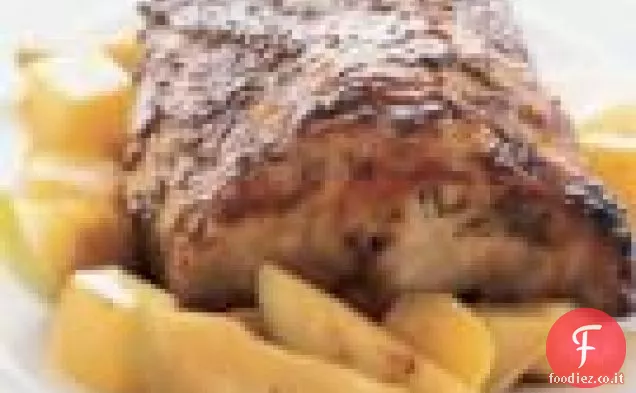 Lombo di maiale arrosto con rutabaga e mele