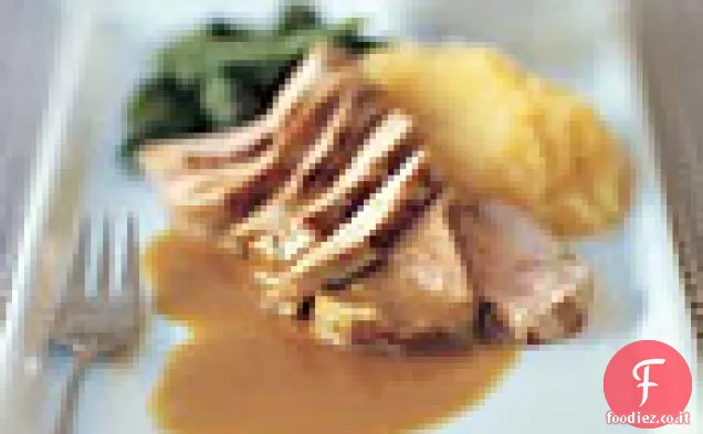Filetto di maiale con succo di sidro e purea di rutabaga