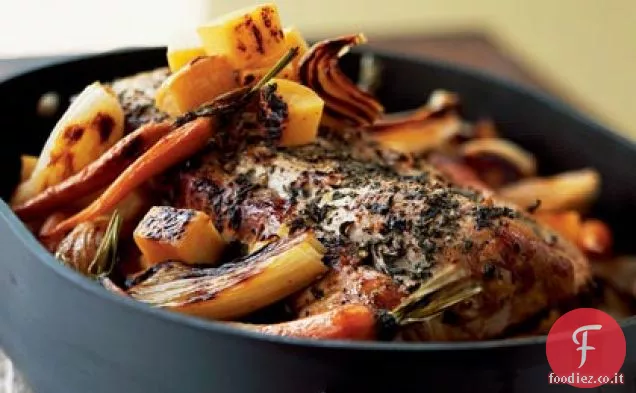 Arrosto di maiale e verdure autunnali