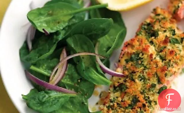 Salmone alle erbe con insalata di spinaci
