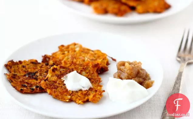 Latkes di patate dolci speziate con yogurt