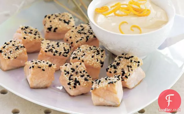 Salmone in crosta di sesamo con salsa di Miso all'arancia