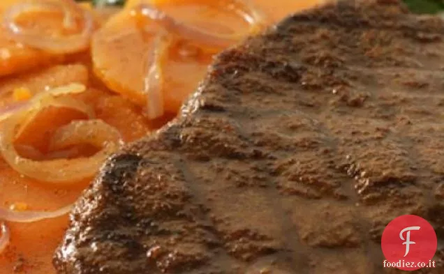 Marocchino strofinato bistecca alla griglia e patate dolci Ricetta