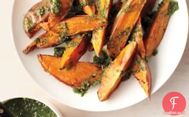 Pesto di Prezzemolo, Limone e Noci su Patate dolci arrosto