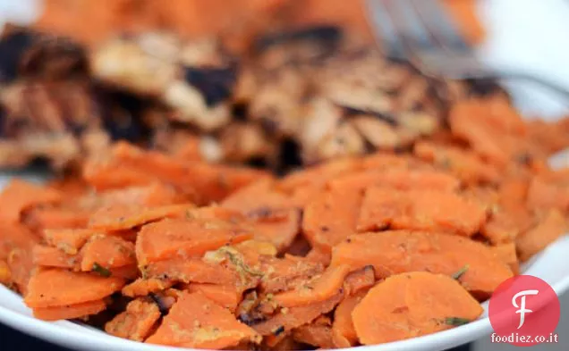 Patate dolci brasate con rosmarino e latte