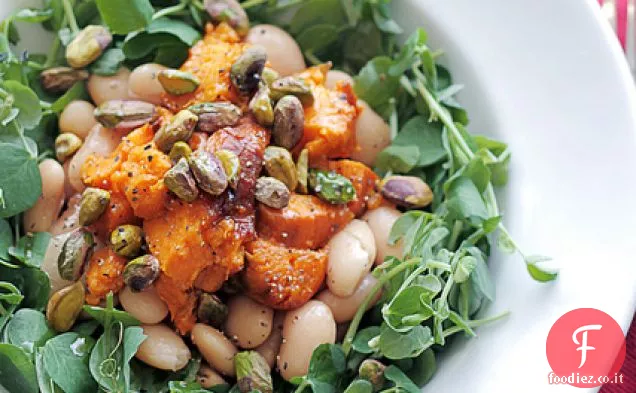 Patate dolci, fagioli burro e pistacchi