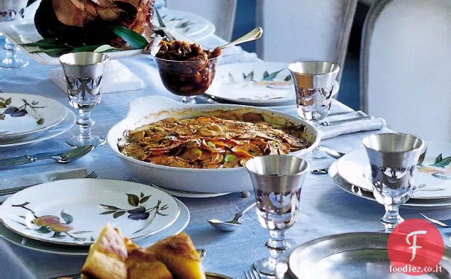 Gratin di patate dolci con prugne