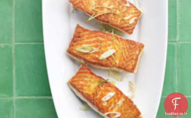 Salmone scottato con Rafano e scalogno