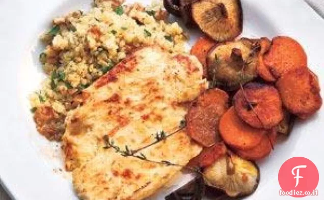 Yogurt - Pollo marinato con funghi e patate dolci