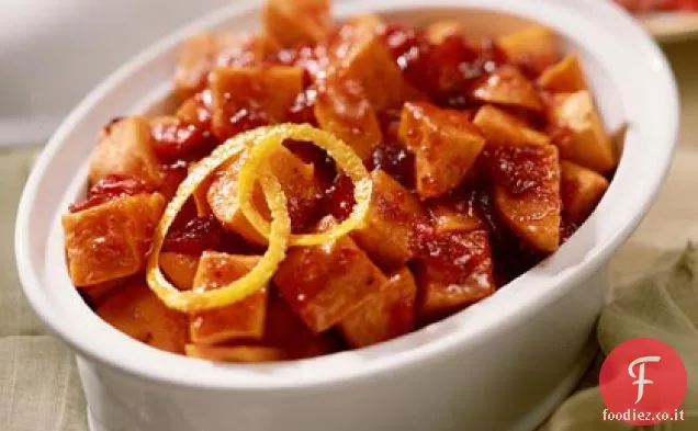 Patate dolci glassate al mirtillo